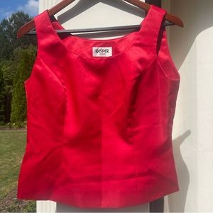 Beautiful and fitted red satin top! Kasper Vintage!
